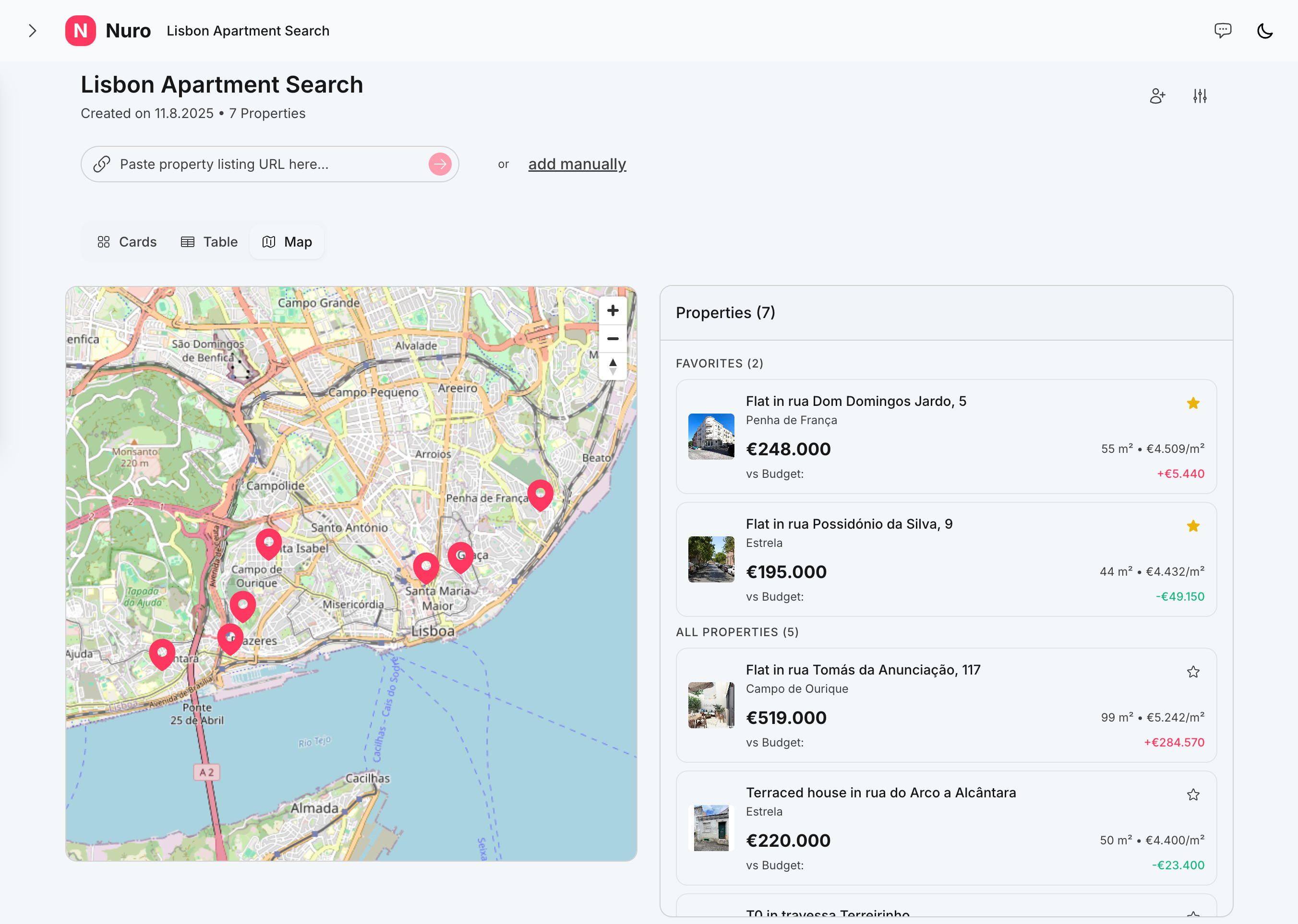 Property Search Interface - Light Mode